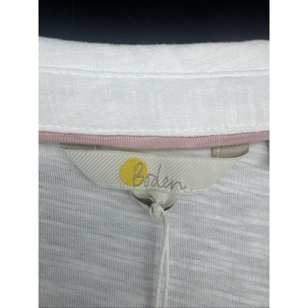 Boden Women’s White Cotton Collared Notch V Neck Long Sleeve Blouse Top Sz 4 NEW - Picture 5 of 10